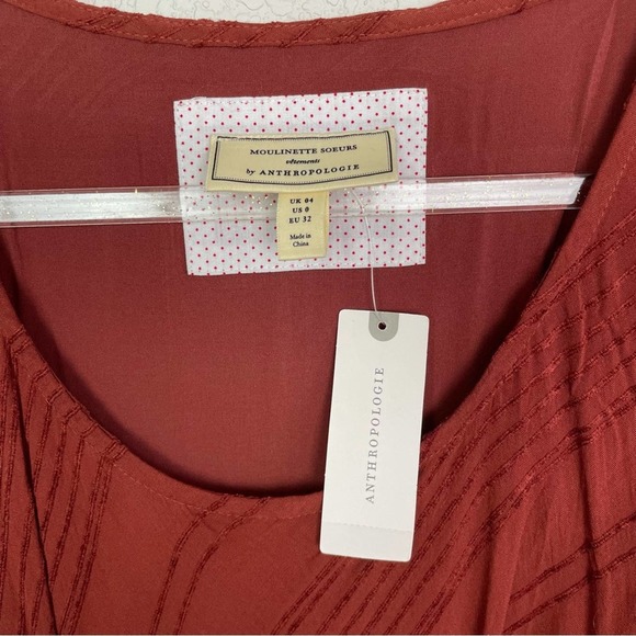 MOULINETTE SOEURS FOR ANTHROPOLOGIE Rusty Red Dress with Belt Size 0 - Picture 7 of 12